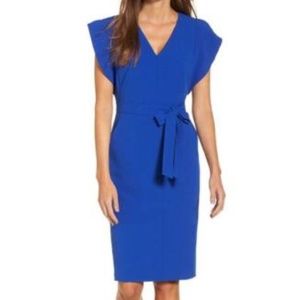 $148 ELIZA J Blue Tie Waist Pocket Sheath Dress 2